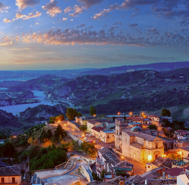 Night Stilo village, Calabria, Italy.