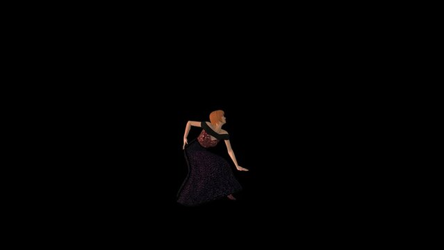 Beautiful Female Dance Loop Transparent Alpha Video Animation 3D Render