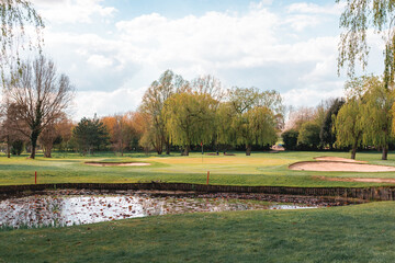 Golf Green with Pond