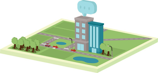 isometric city map icon