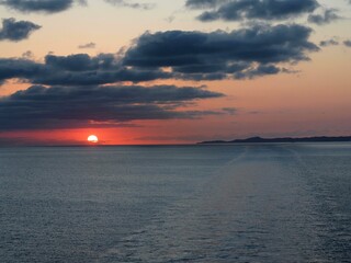 Sunset view at cruise ship near Cuba