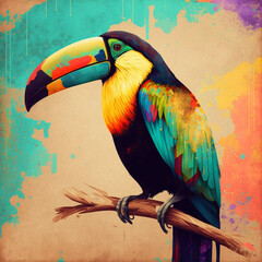 Illustration of a toucan. Generative AI.