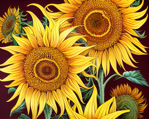 Fototapeta na wymiar beautiful sunflower illustration