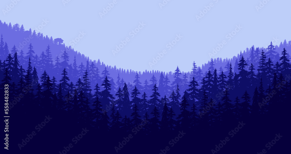 Poster dark forest background vector design elements in flat design