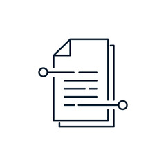 The concept of content writing, copyright, contract terms, template text. Vector icon isolated on white background.