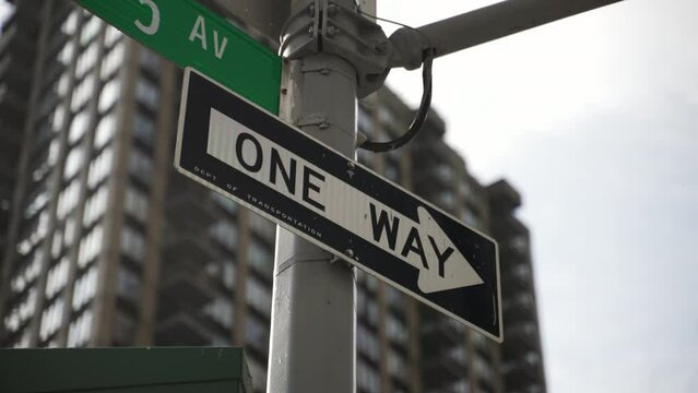 Close-up Shot Of A One Way Traffic Sign