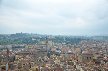 Fototapeta na wymiar View of the city of Florence from the tower of the Cathedral of Santa Maria del Fiore