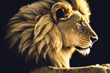 Fototapeta premium Portrait of a Lion, king face close-up