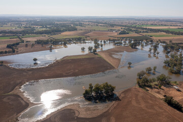 Receeding flood waters from the Lachlan river near the New South Wales central western town of Forbes.