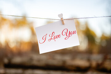 photo postcard on a string I love you