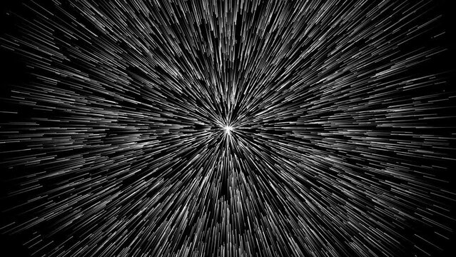 Endless cosmic inversive tunnula. Hypertransition in space. Space flight. Forward to the future or past. Abstract fantastic background. Monochrome on black background with Alpha channel 3D render
