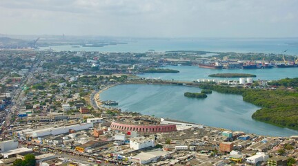 Beautiful harbor view of Cartagena in Colombia, South America