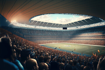 Sports stadium with a huge crowd of fans. 