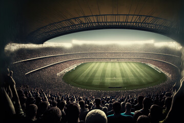 Sports stadium with a huge crowd of fans. 