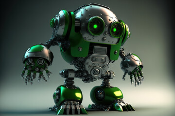 Image of a green robot. Generative AI