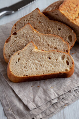 Homemade Sourdough Bread, low angle view. Close-up.