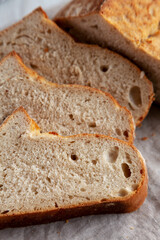 Homemade Sourdough Bread, side view.