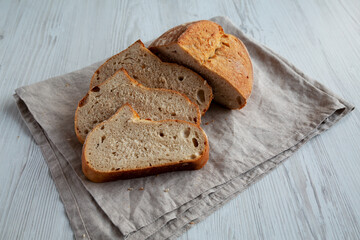 Homemade Sourdough Bread, side view.