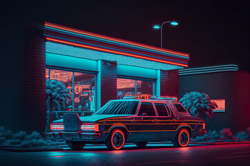 Car with neon lights