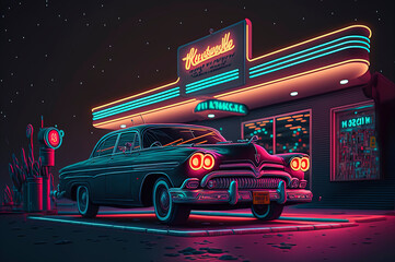 Car with neon lights