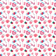 Pink seamless pattern for St Valentine Day