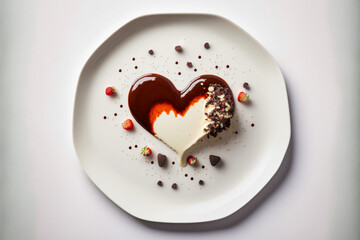 Essen aus einer gehobenen Küche in Herzform zu Valentinstag. Liebe geht durch den Magen.