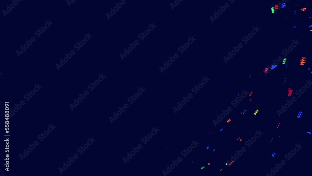 Poster symbols form whorls, information ai construction of digits. vj loop hologram abstract multicolored b