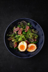 Delicious spanish food, dishes on a dark background in a restaurant, tasty looking dishes