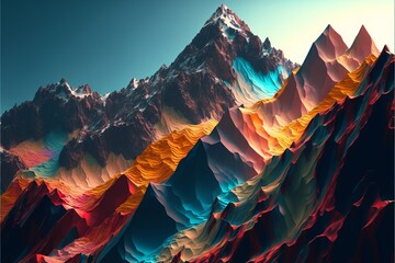 Fototapeta na wymiar An abstract, expressive depiction of a mountain range, using bold lines and brushstrokes to convey a sense of scale and majesty, Generative AI
