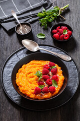 Sweet Potato Mash topped with fresh Raspberries