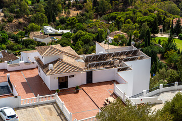 Fototapeta na wymiar Panoramic view of white houses in Mijas, Spain on October 2, 2022