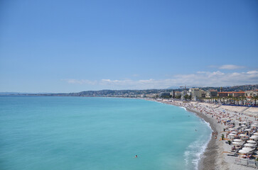 Panoramic view of the waterfront of the city of Nice