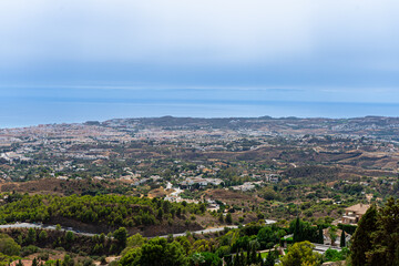 Panoramic view of Costa del Sol, Mediterranean sea in Mijas, Spain on October 2, 2022