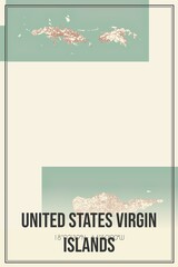 Retro map of United States Virgin Islands, USA. Vintage street map.