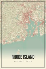 Retro map of Rhode Island, USA. Vintage street map.