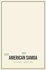 Retro map of American Samoa, USA. Vintage street map.