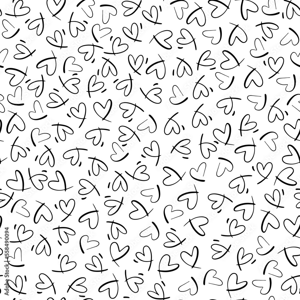 Poster seamless monochrome pattern with small hearts. vector repeating texture. repeatable backdrop with ha