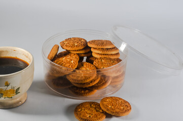 chocolate cookies and a cup of coffee