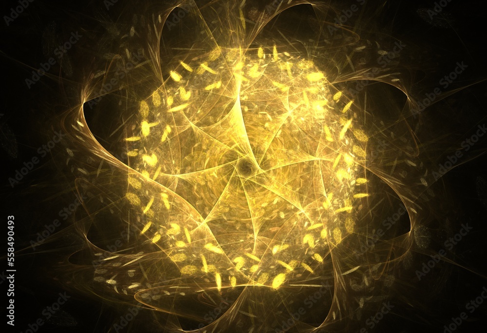 Poster fractal radial pattern on the subject of science, technology and design