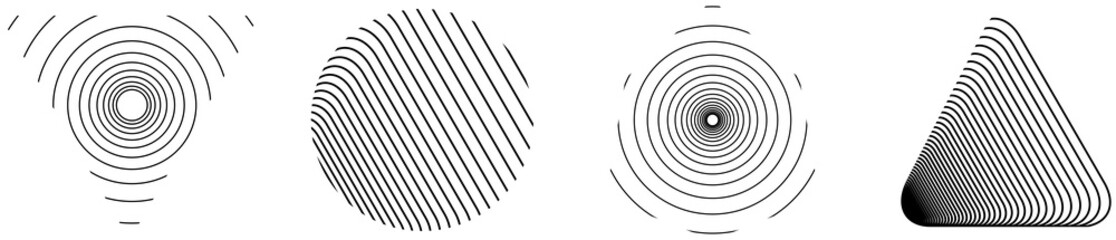 Set of impossible shapes on transparent background. Optical Illusion.Minimal geometric logo. PNG image