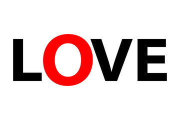 Love text design for Valentine's day. Vector illustration isolated on white background.