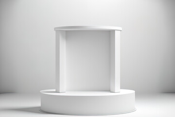 podium in a white studio, backdrop. Generative AI