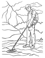 Metal Detectorist Coloring Page for Kids