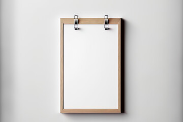 Poster hanger for an A4 wooden frame, top view. Generative AI