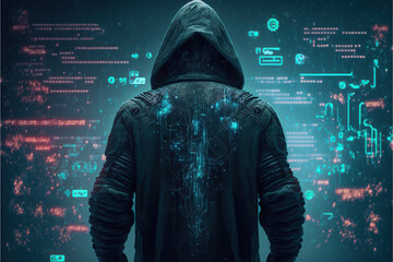wallpaper portrait character hacker, hooded man, technology, sci