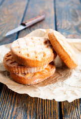 cookies on dark old wooden table