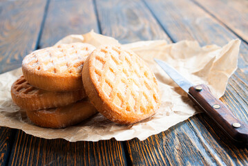 cookies on dark old wooden table
