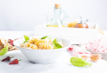 Italian pasta with cheese and meat