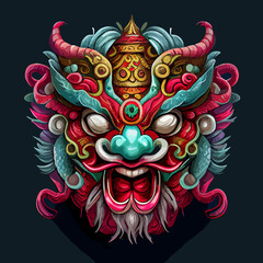 Vector illustration of a chinese dragon mask.