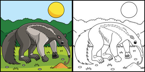 Giant Anteater Animal Coloring Page Illustration